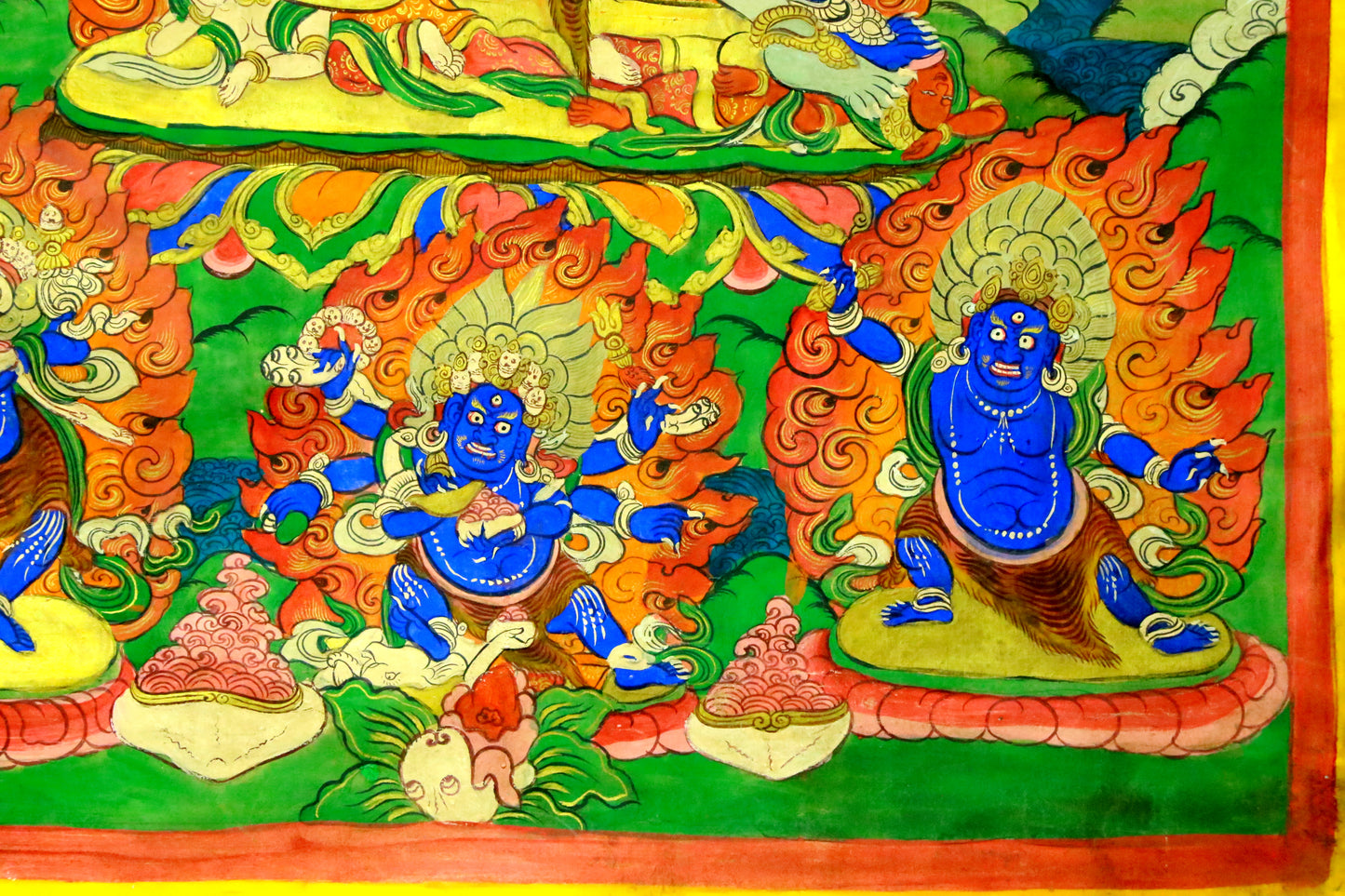 An Exquiste Painted Gold Vajra Thangka