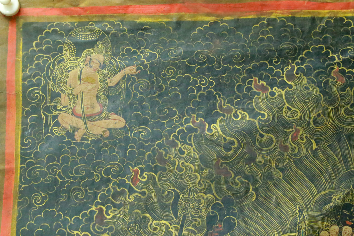 An Exquiste Painted Gold Mahakala Thangka