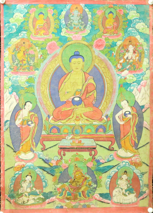 An Exquiste Painted Gold Gautama Buddha Thangka