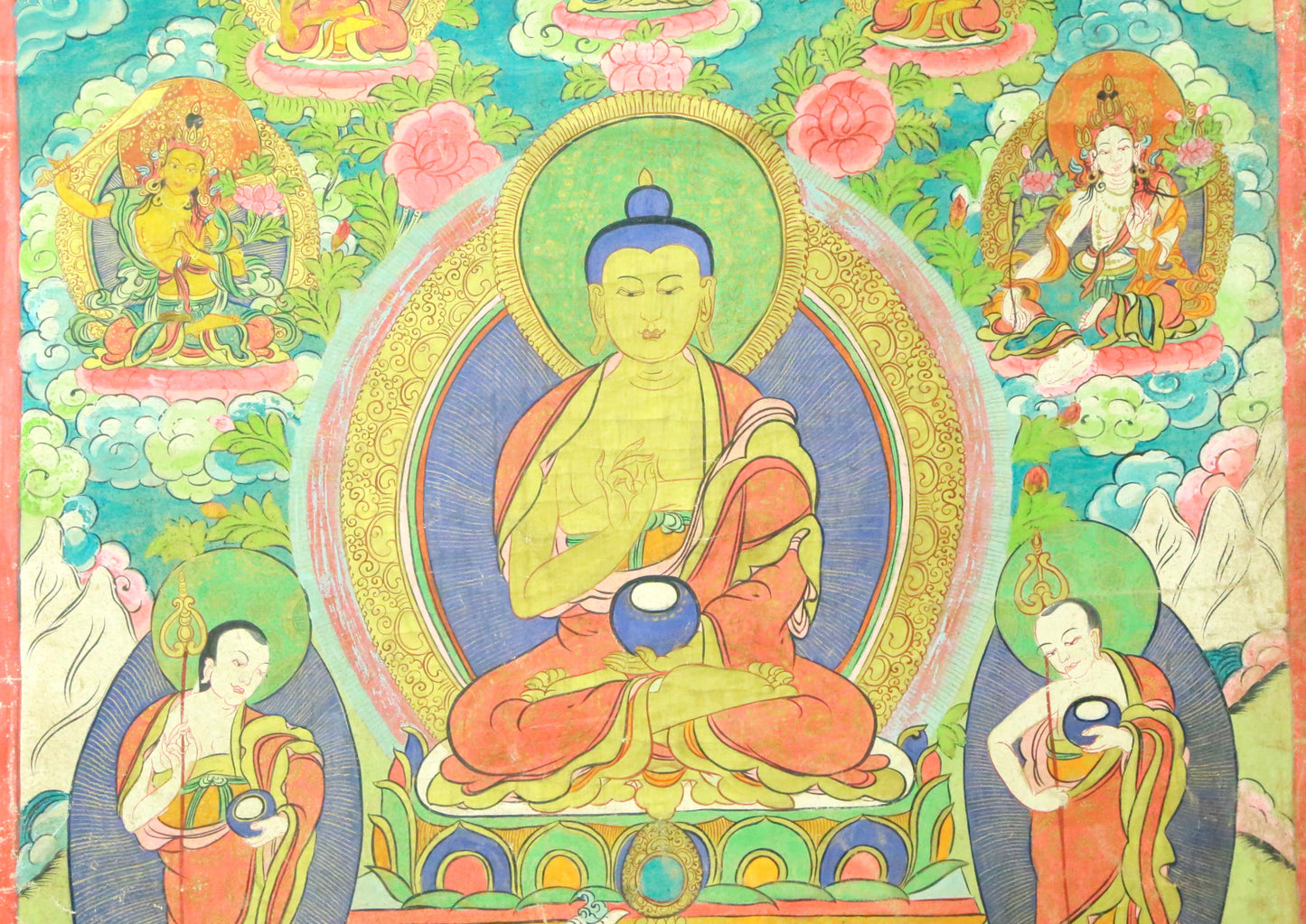 An Exquiste Painted Gold Gautama Buddha Thangka