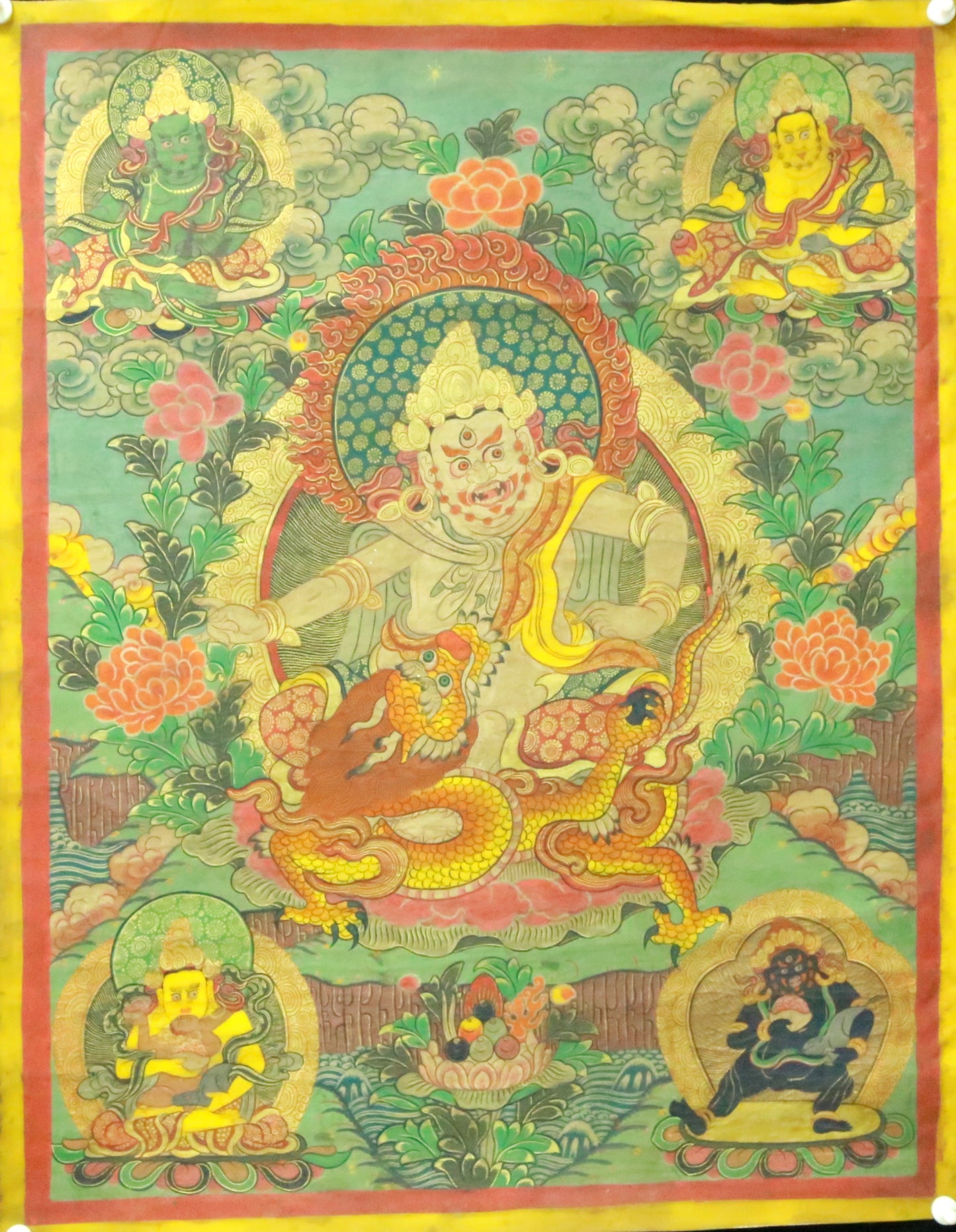 An Exquiste Painted Gold Vajra Thangka