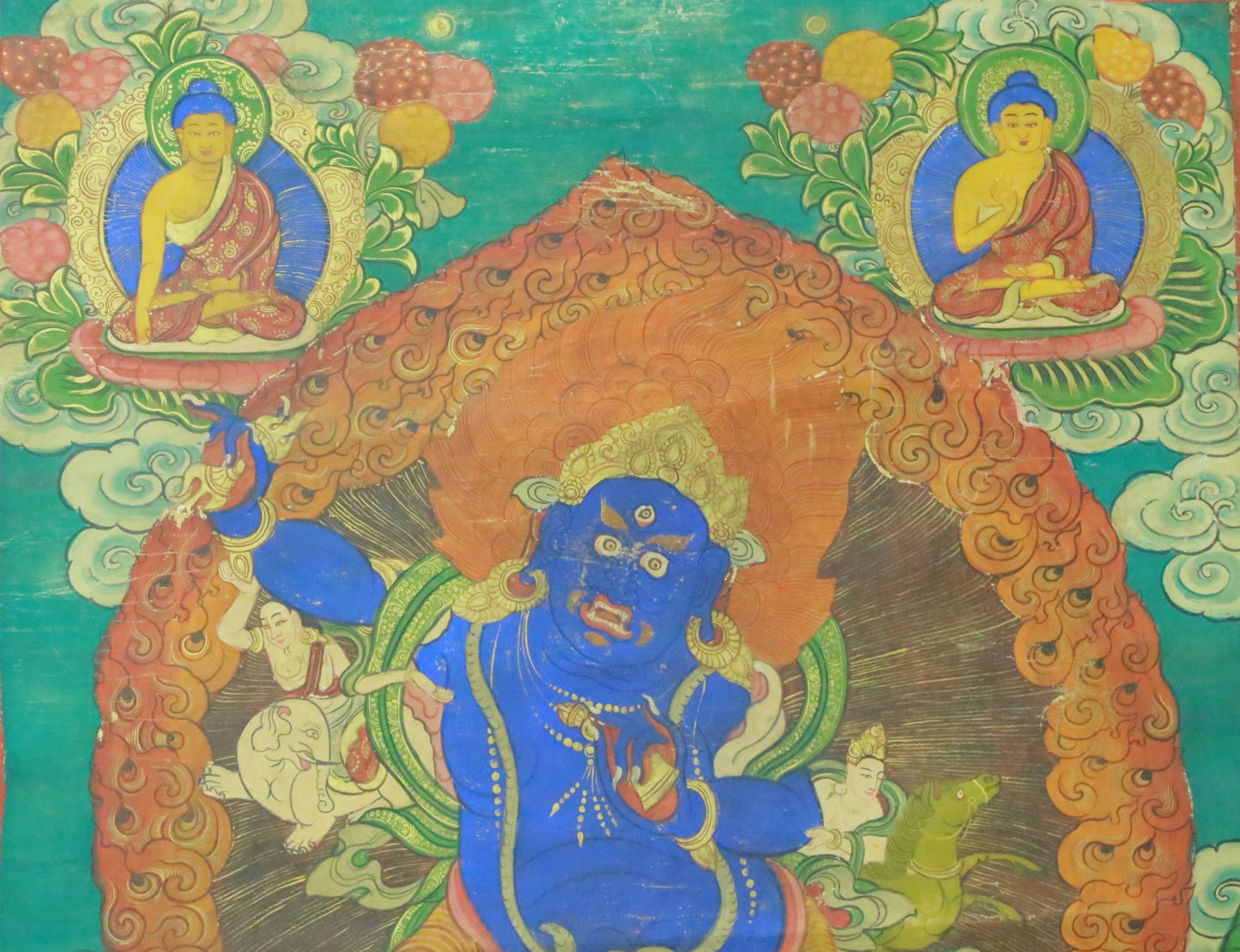 An Exquiste Painted Gold Vajra Thangka