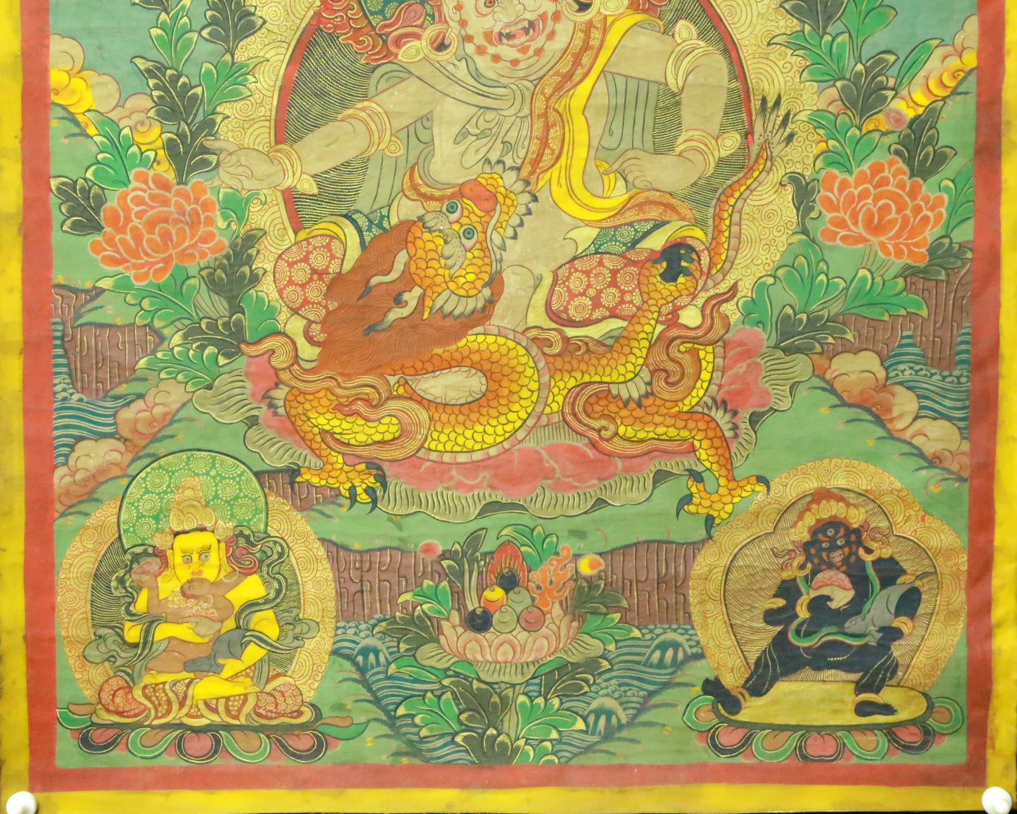 An Exquiste Painted Gold Vajra Thangka