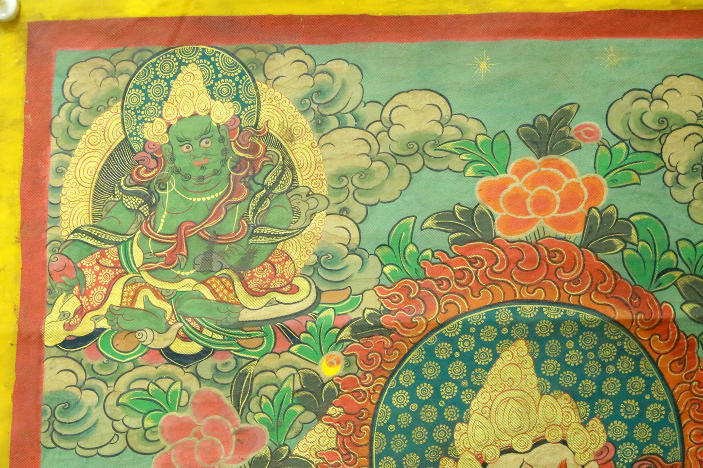 An Exquiste Painted Gold Vajra Thangka