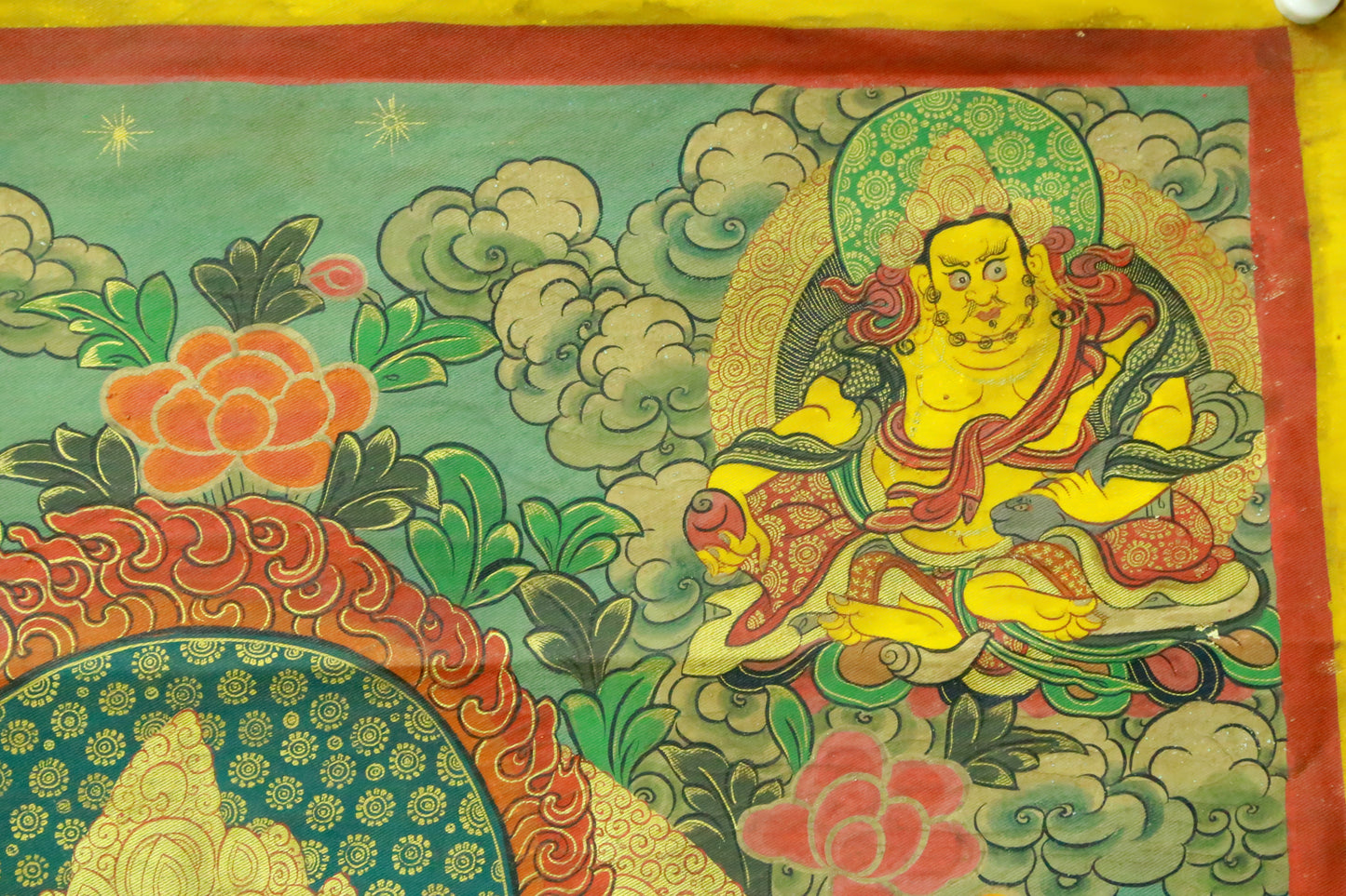 An Exquiste Painted Gold Vajra Thangka