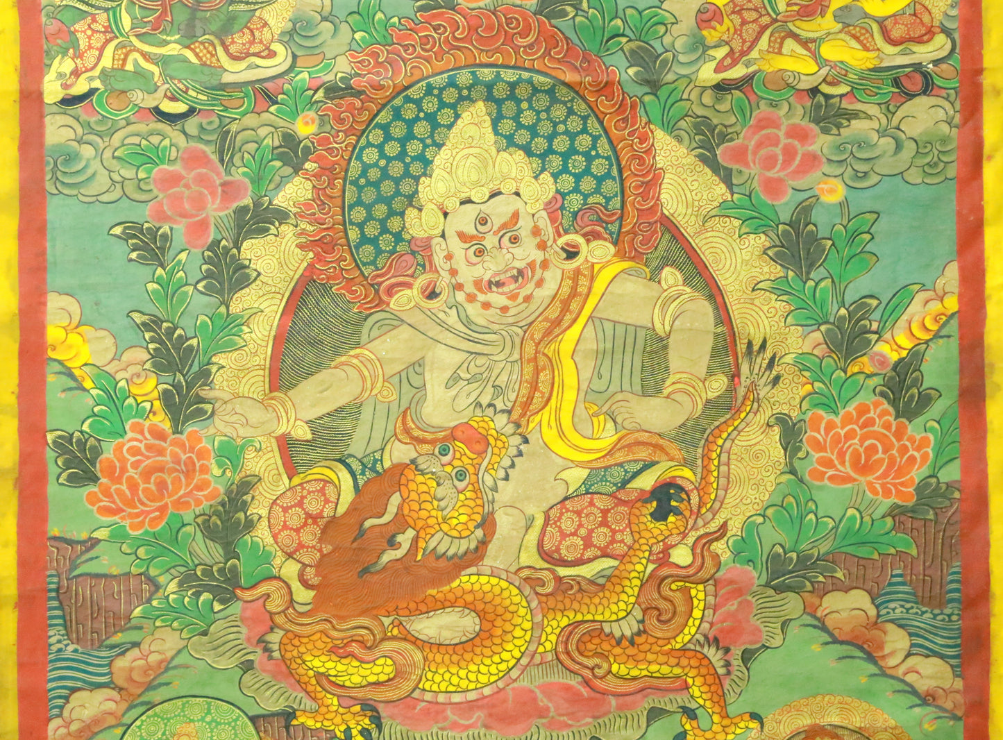 An Exquiste Painted Gold Vajra Thangka