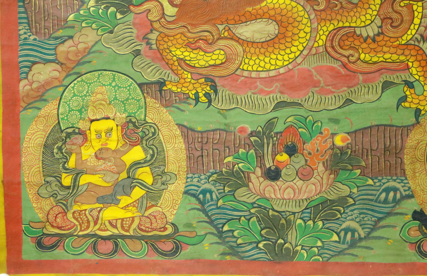 An Exquiste Painted Gold Vajra Thangka