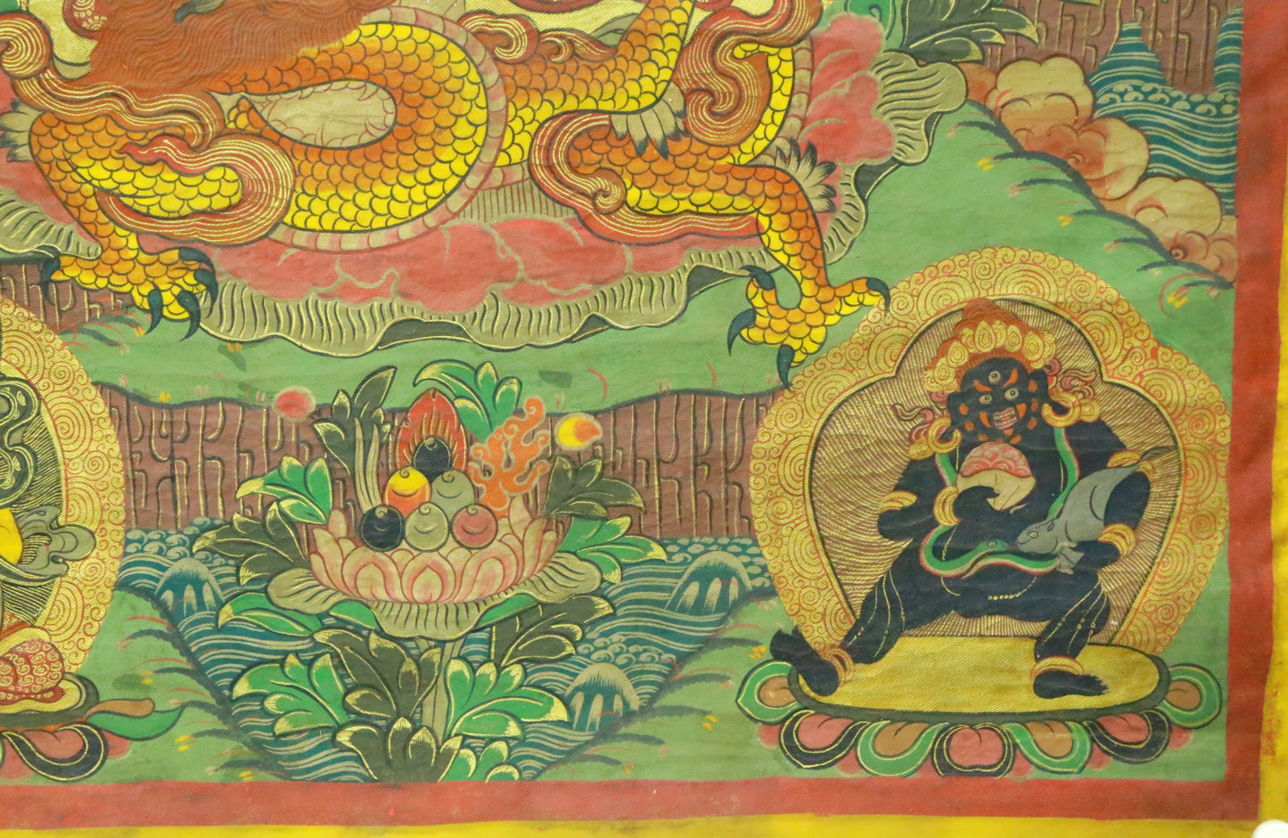 An Exquiste Painted Gold Vajra Thangka