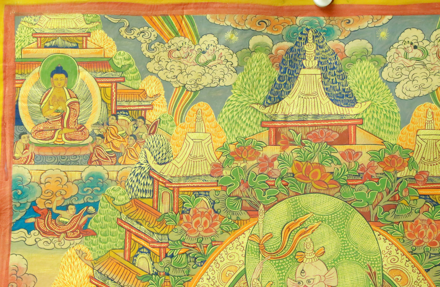 An Exquiste Painted Gold Siddhartha Thangka