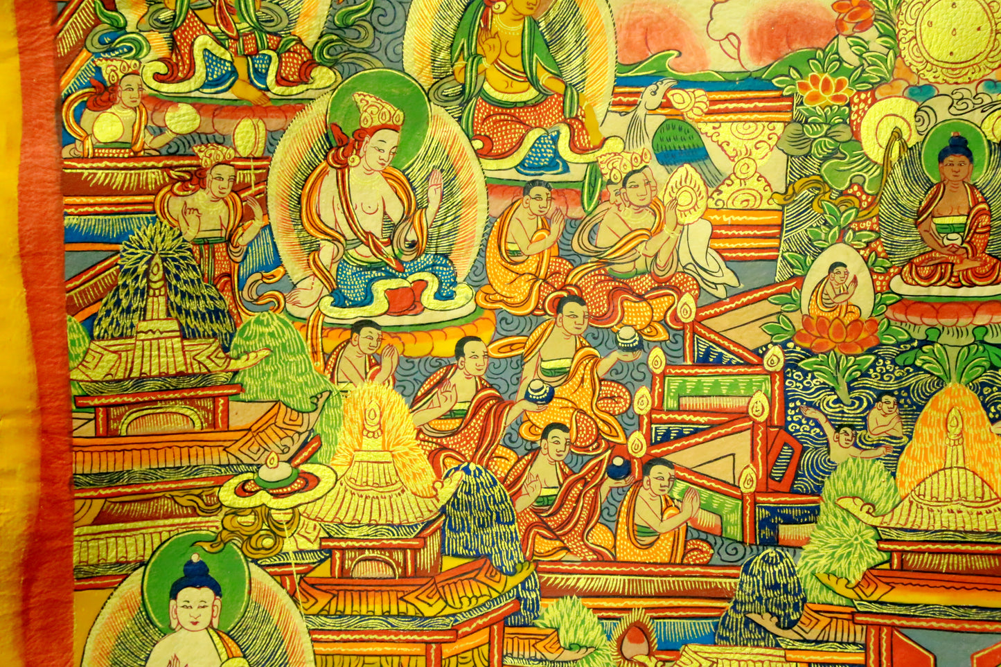 An Exquiste Painted Gold Siddhartha Thangka