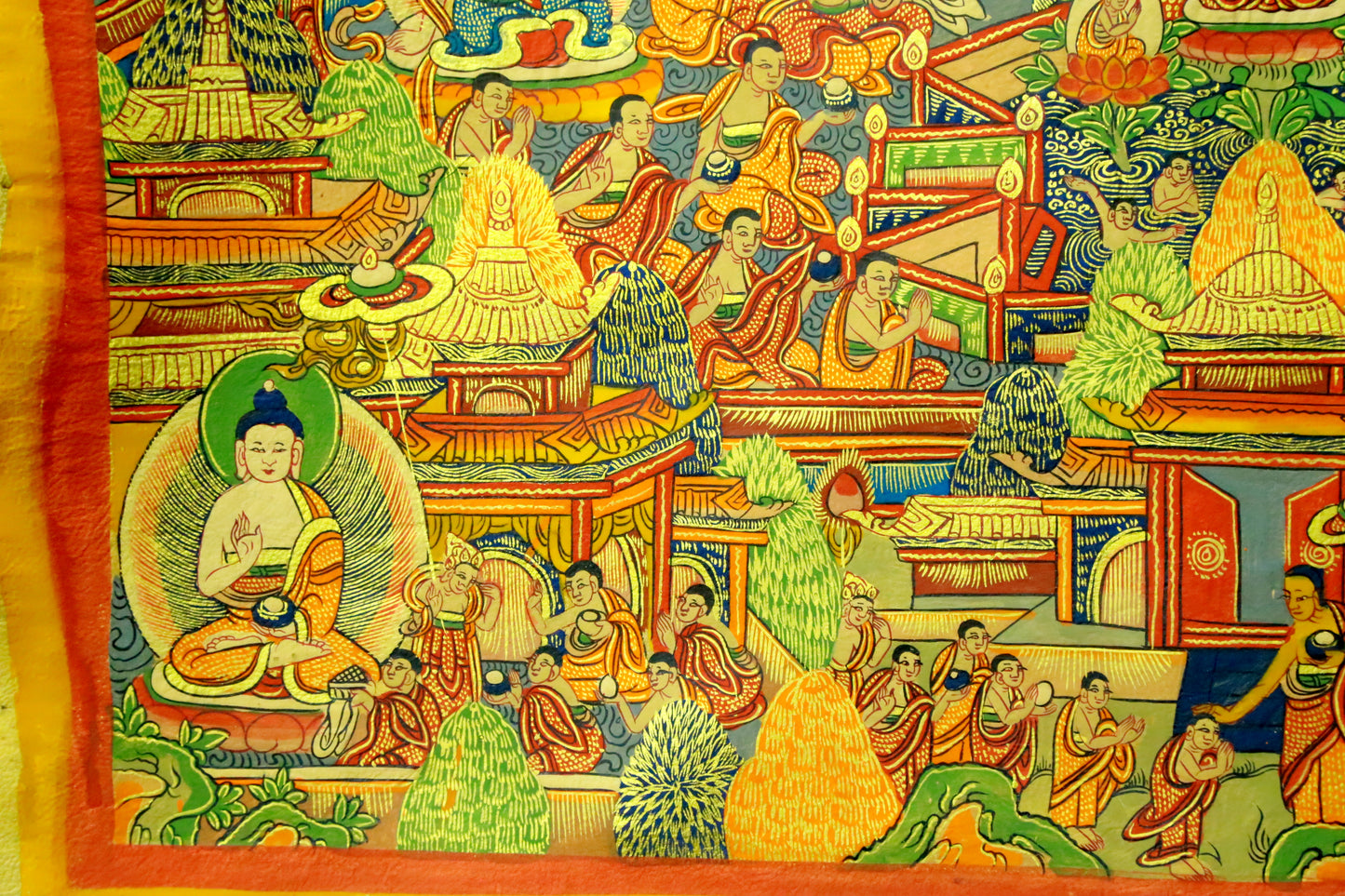 An Exquiste Painted Gold Siddhartha Thangka