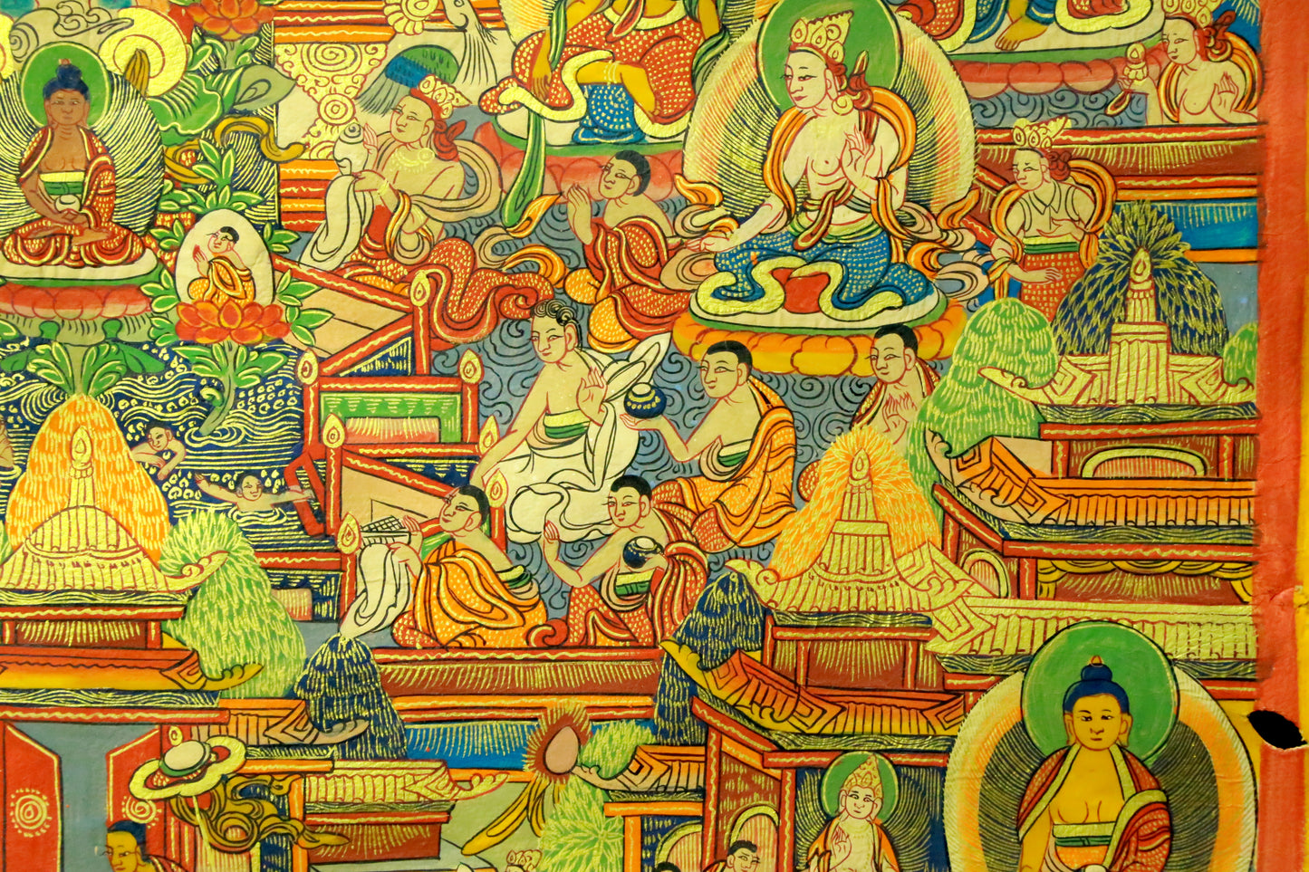 An Exquiste Painted Gold Siddhartha Thangka