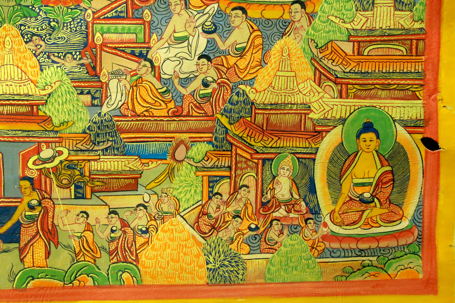 An Exquiste Painted Gold Siddhartha Thangka