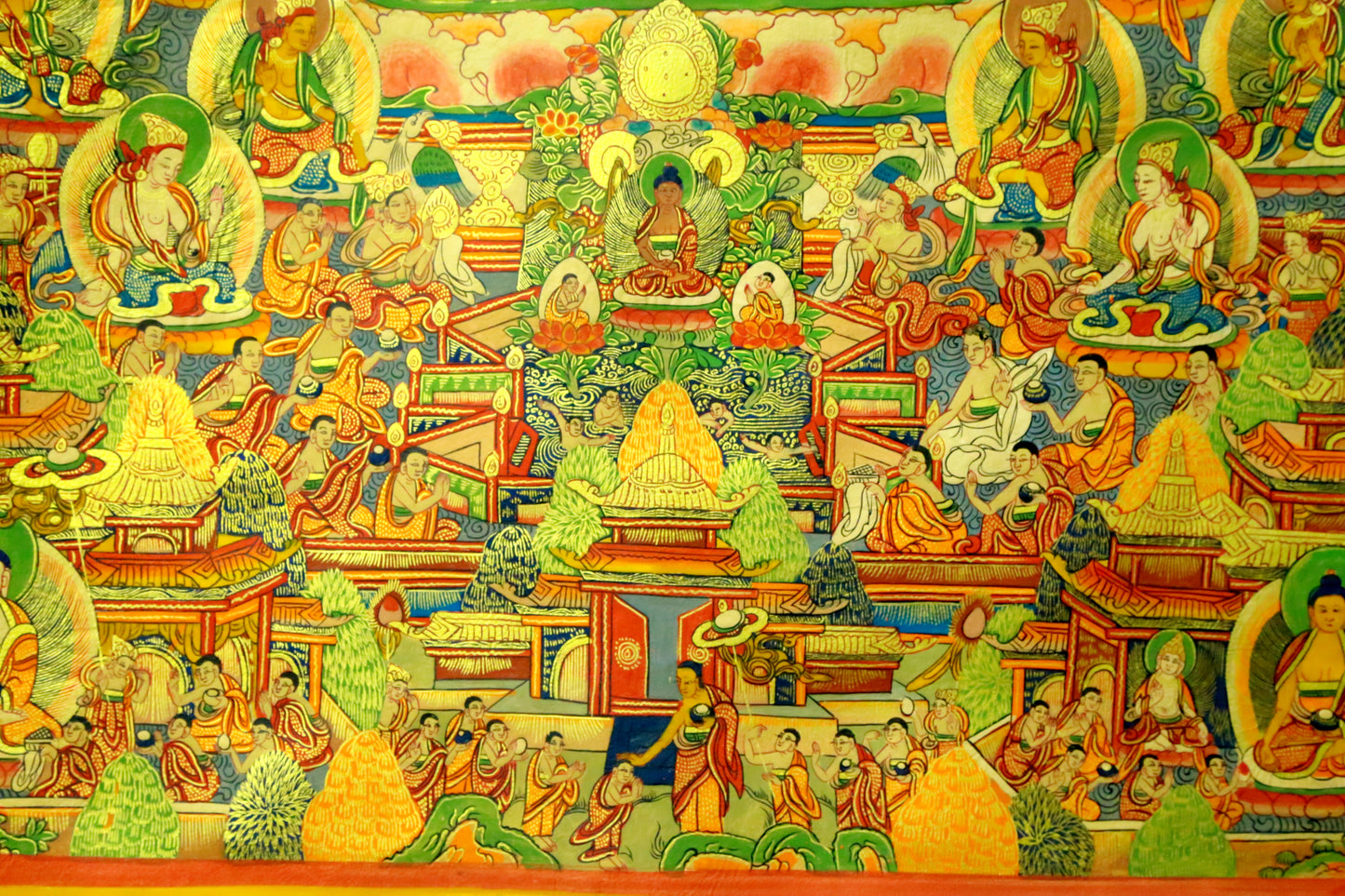 An Exquiste Painted Gold Siddhartha Thangka