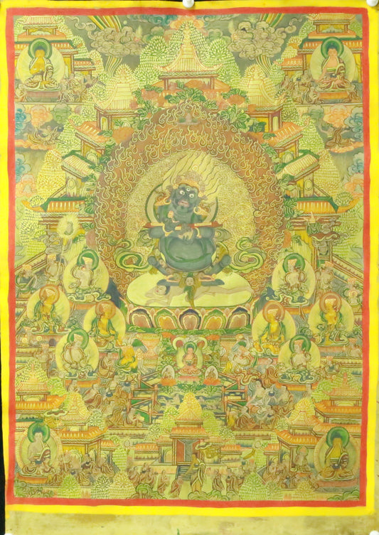 An Exquiste Painted Gold Vajra Thangka