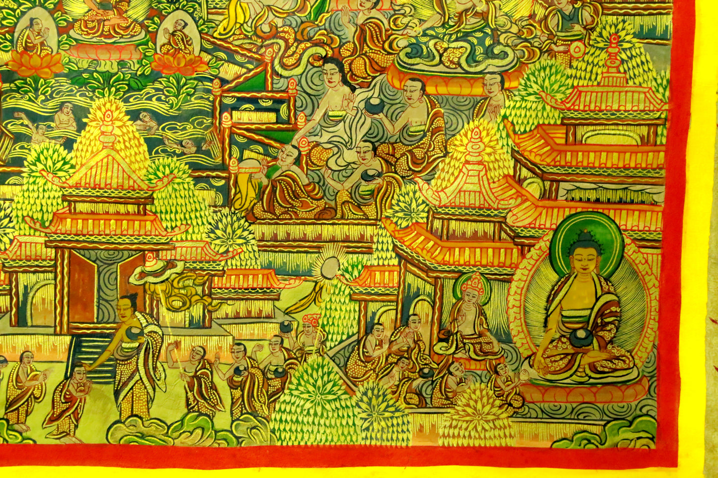 An Exquiste Painted Gold Vajra Thangka