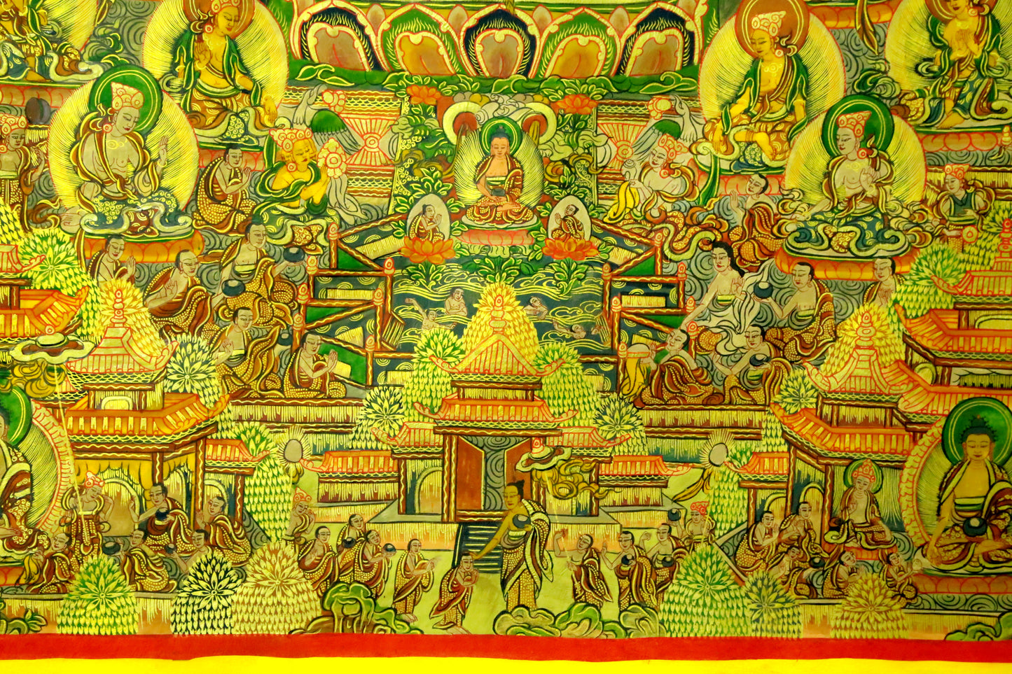 An Exquiste Painted Gold Vajra Thangka