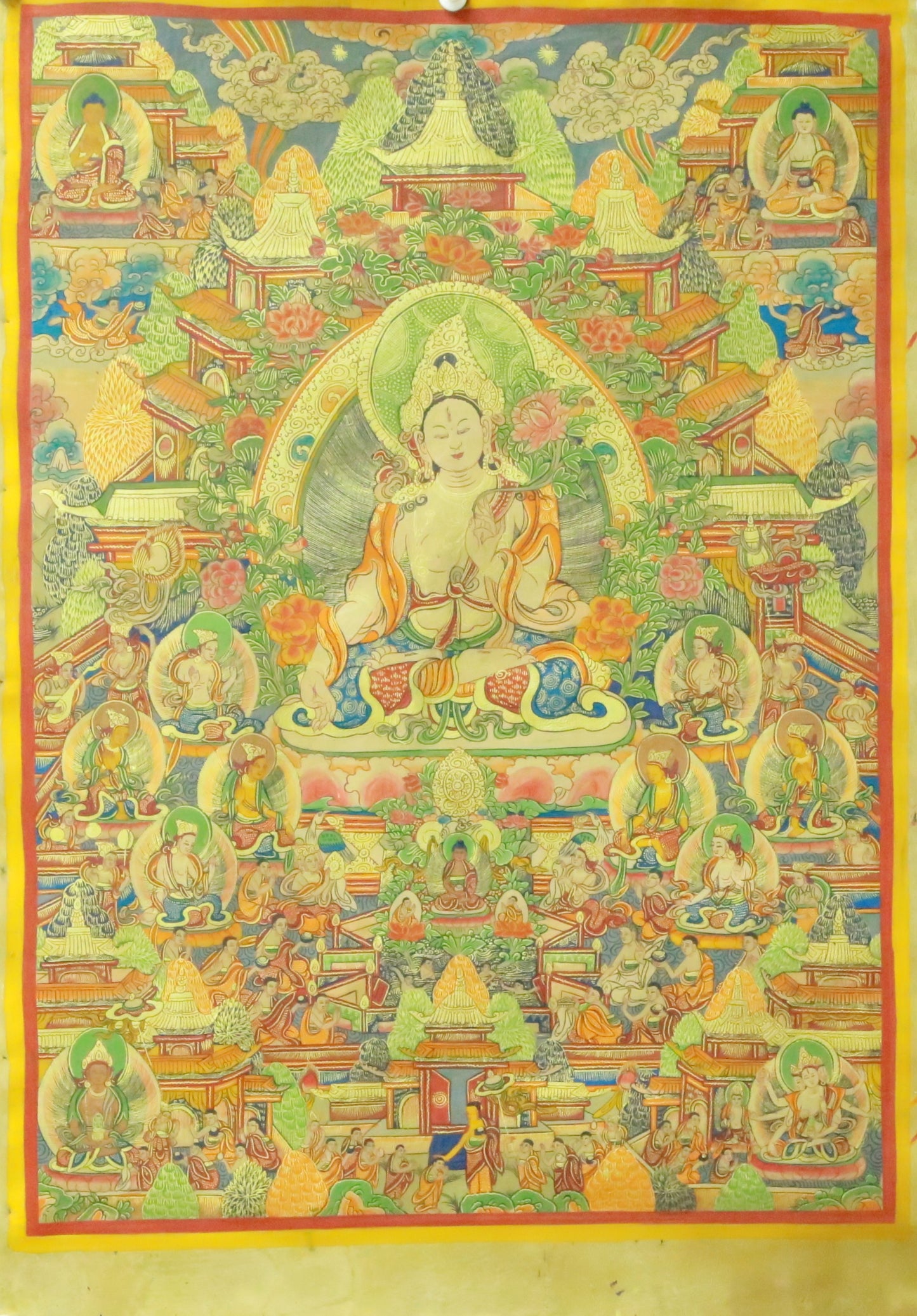 An Exquiste Painted Gold White Tara Thangka