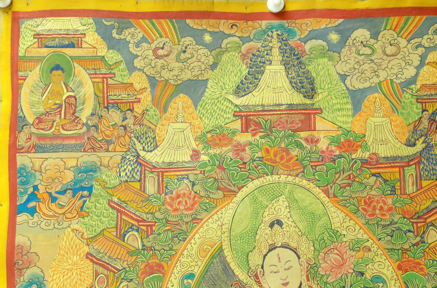 An Exquiste Painted Gold White Tara Thangka