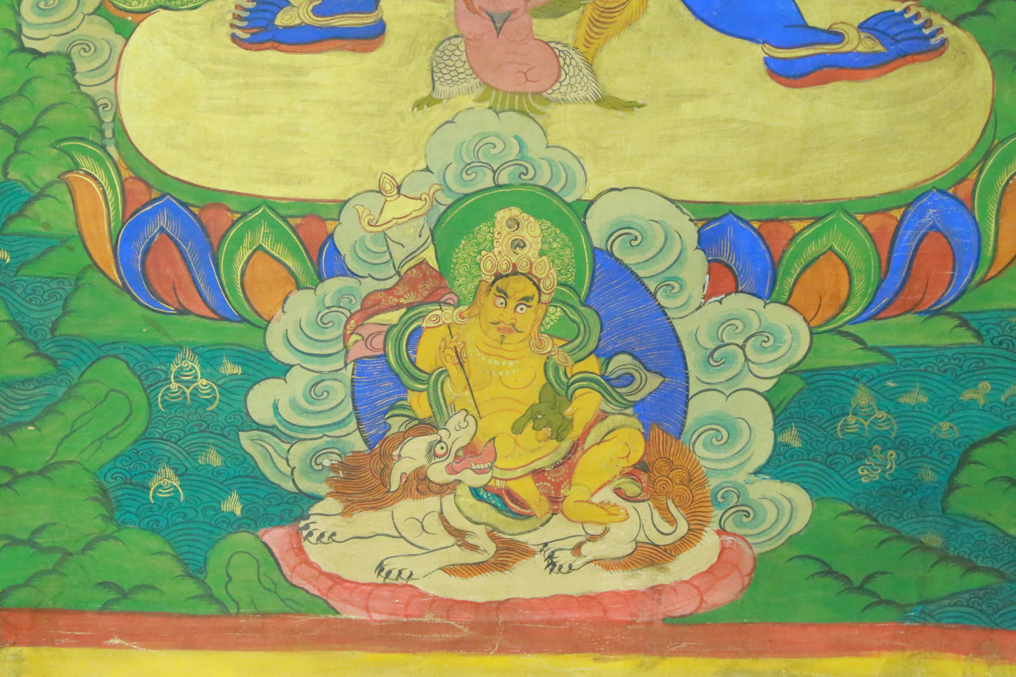 An Exquiste Painted Gold Vajra Thangka