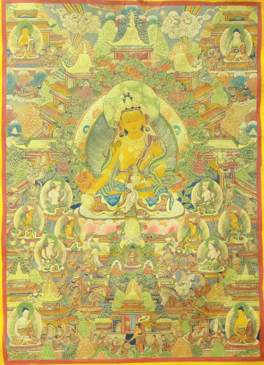 An Exquiste Painted Gold Amitabha Buddha Thangka