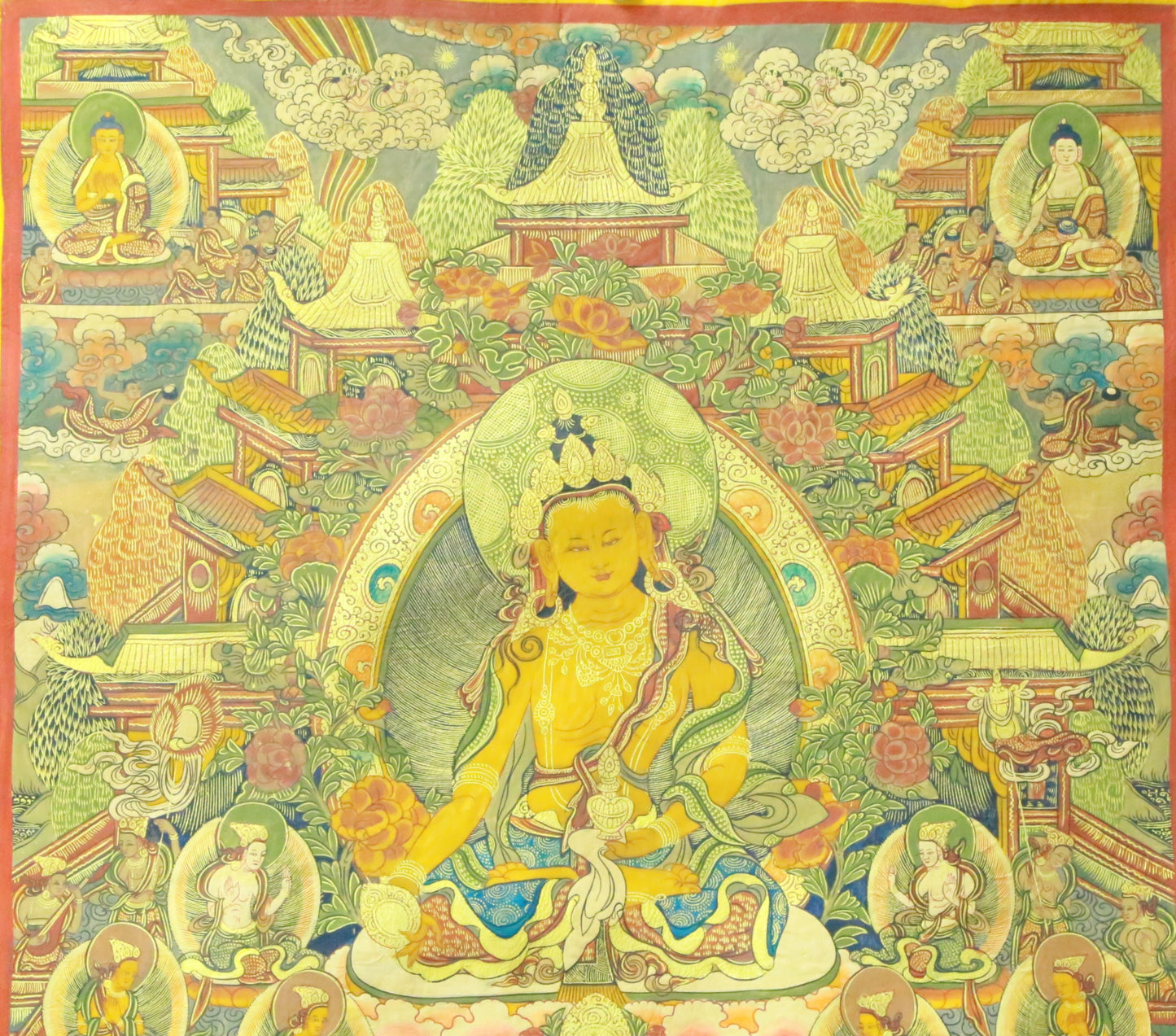 An Exquiste Painted Gold Amitabha Buddha Thangka