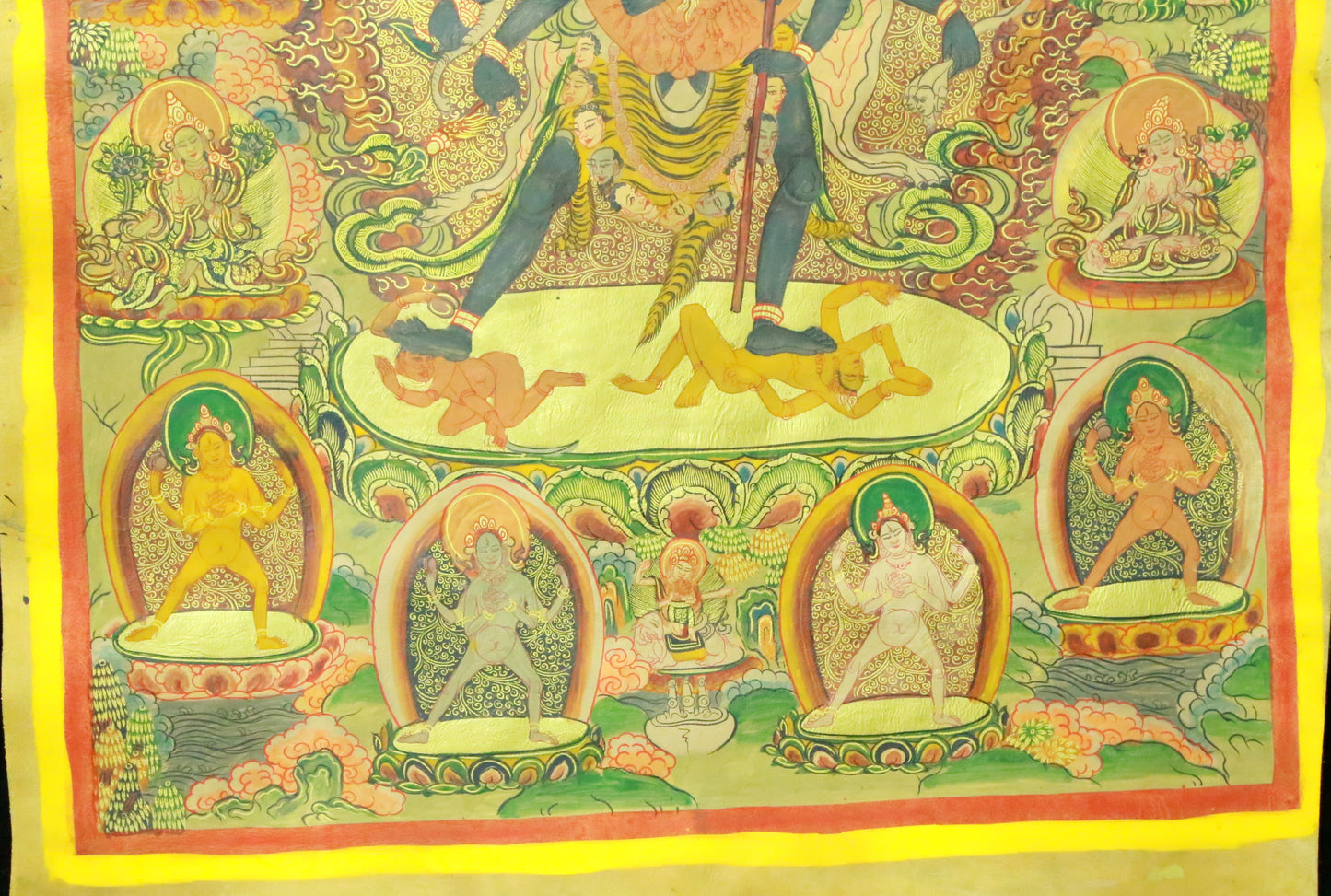 An Exquiste Painted Gold Vajra Thangka