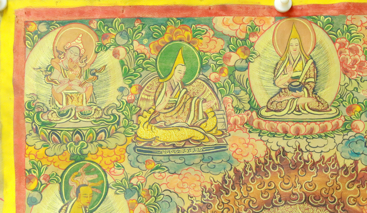 An Exquiste Painted Gold Vajra Thangka