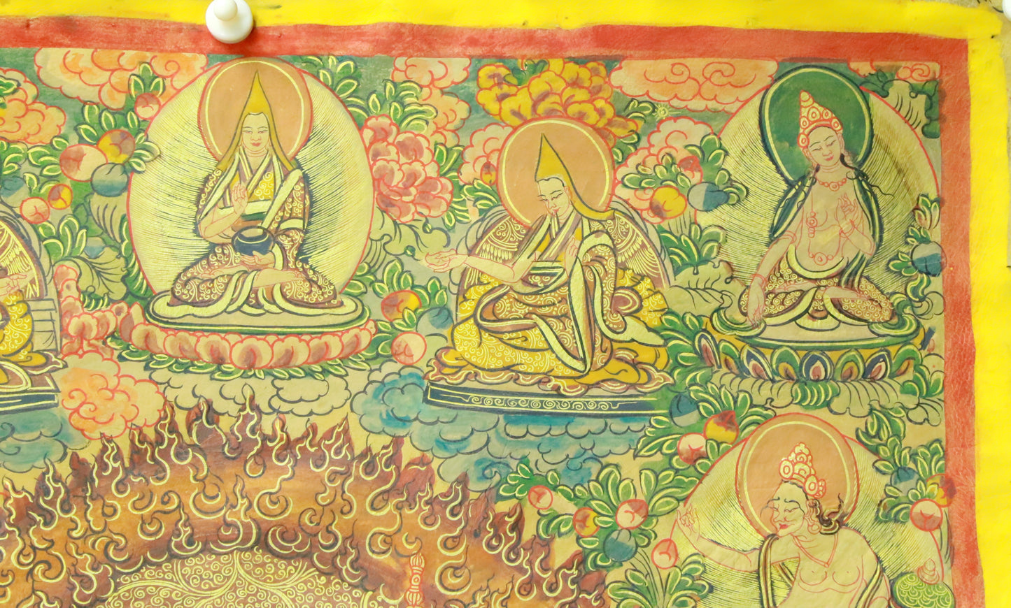 An Exquiste Painted Gold Vajra Thangka