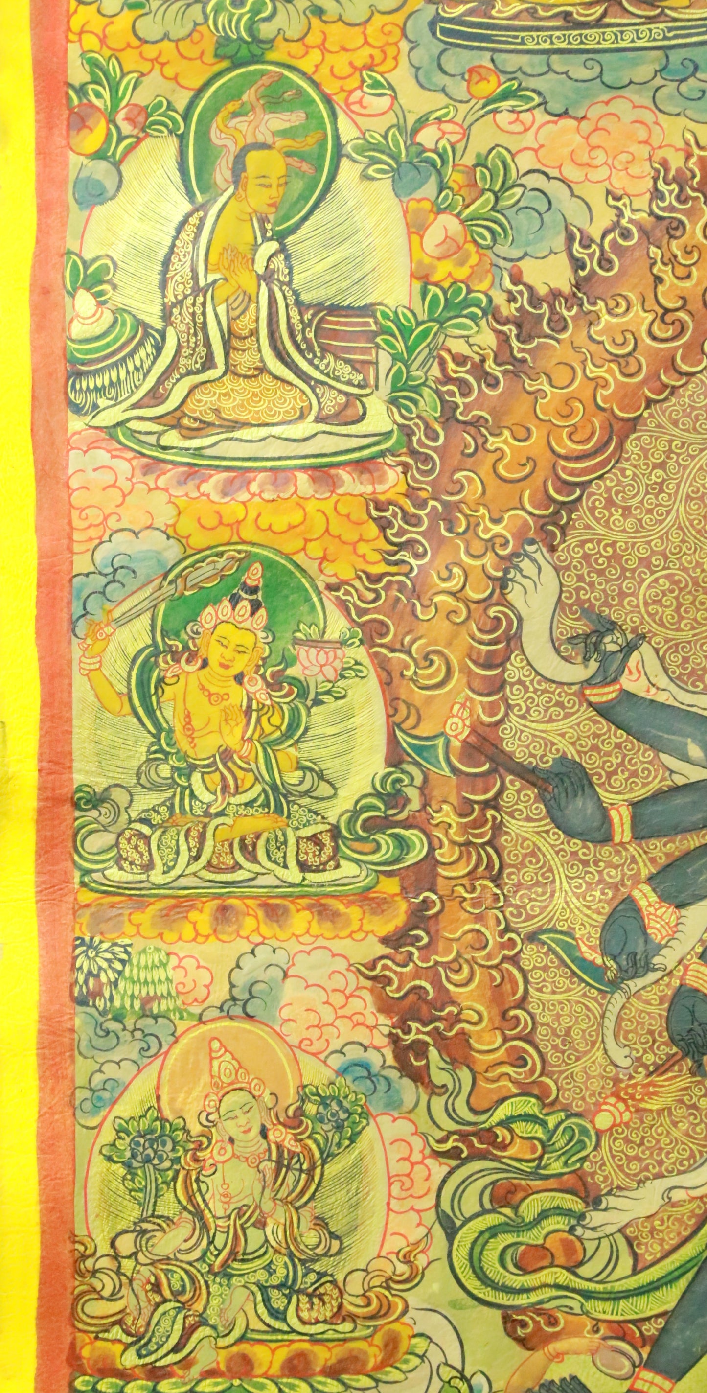 An Exquiste Painted Gold Vajra Thangka