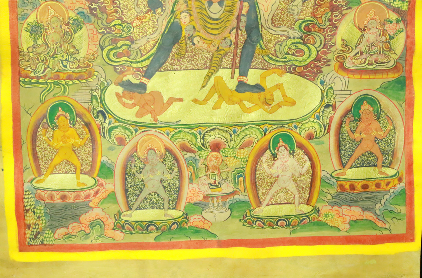 An Exquiste Painted Gold Vajra Thangka