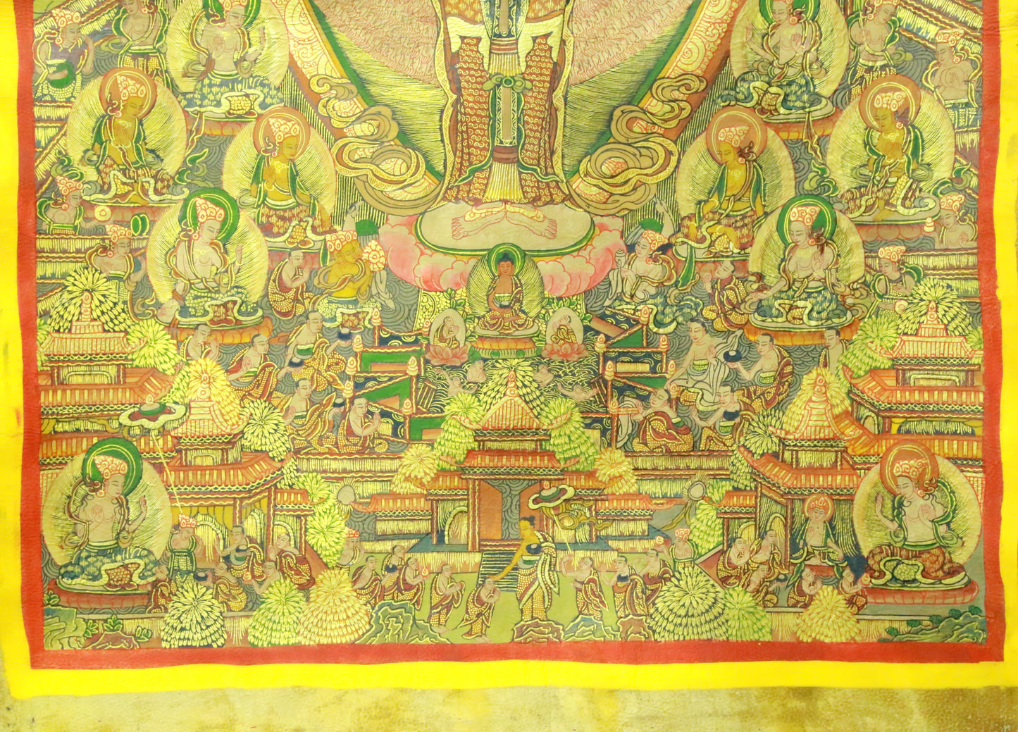 An Exquiste Painted Gold Thousand-armed Avalokiteshvara Thangka