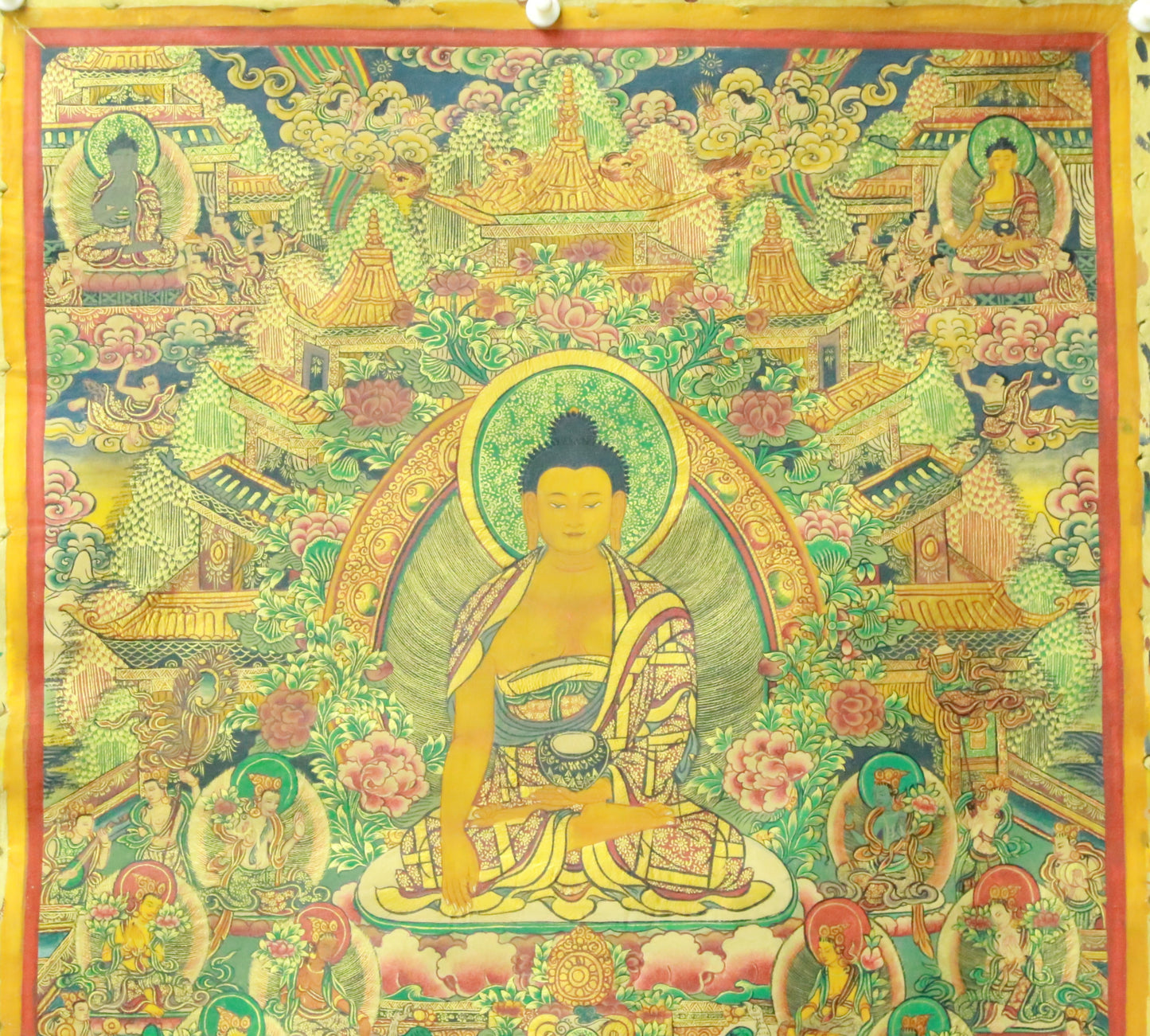 An Exquiste Painted Gold Gautama Buddha Thangka