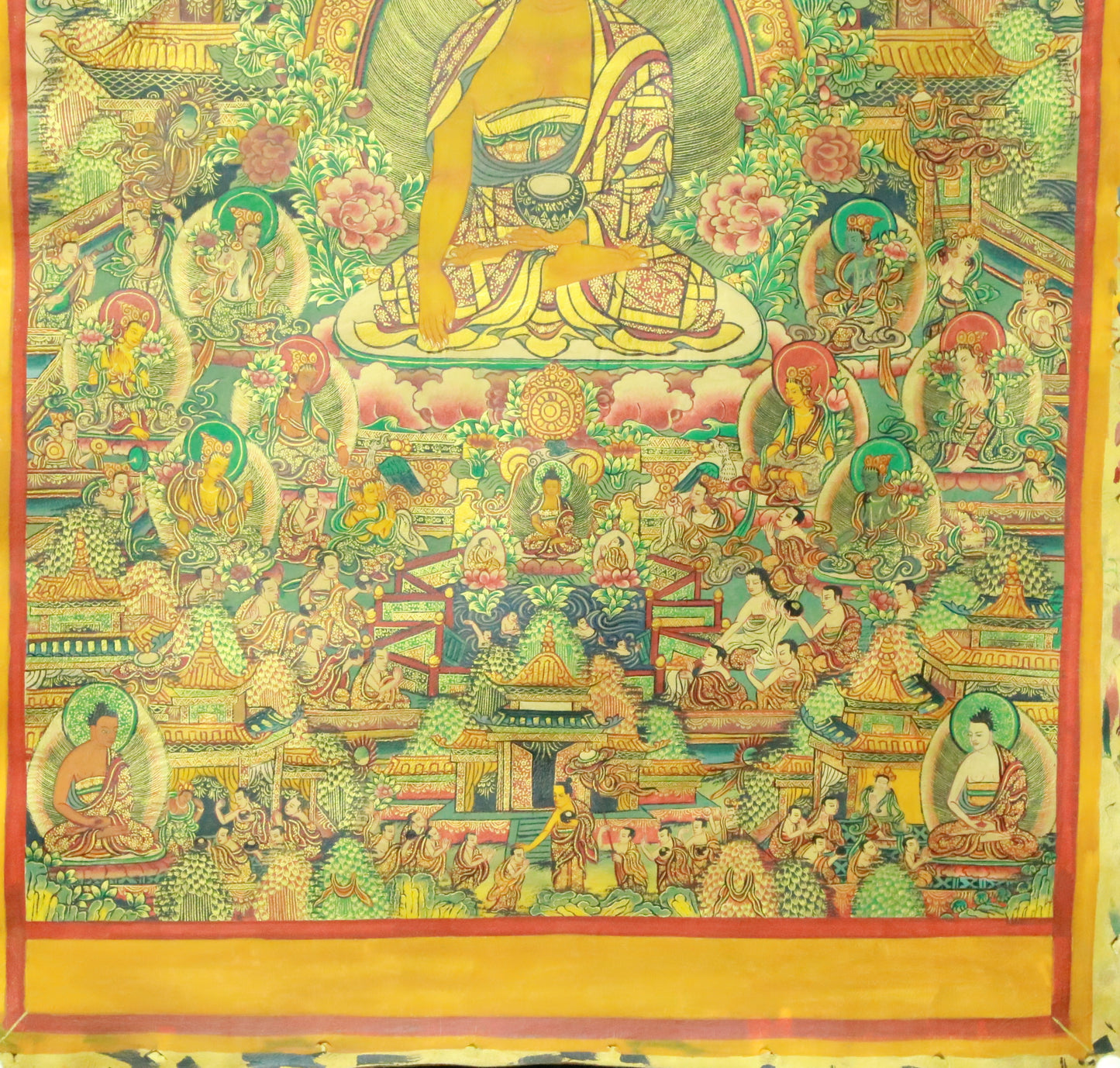 An Exquiste Painted Gold Gautama Buddha Thangka