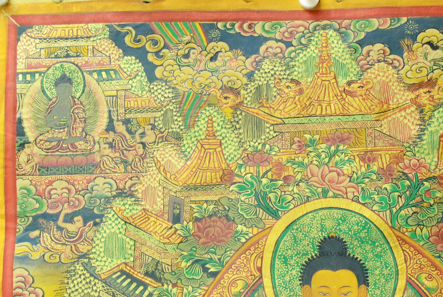 An Exquiste Painted Gold Gautama Buddha Thangka