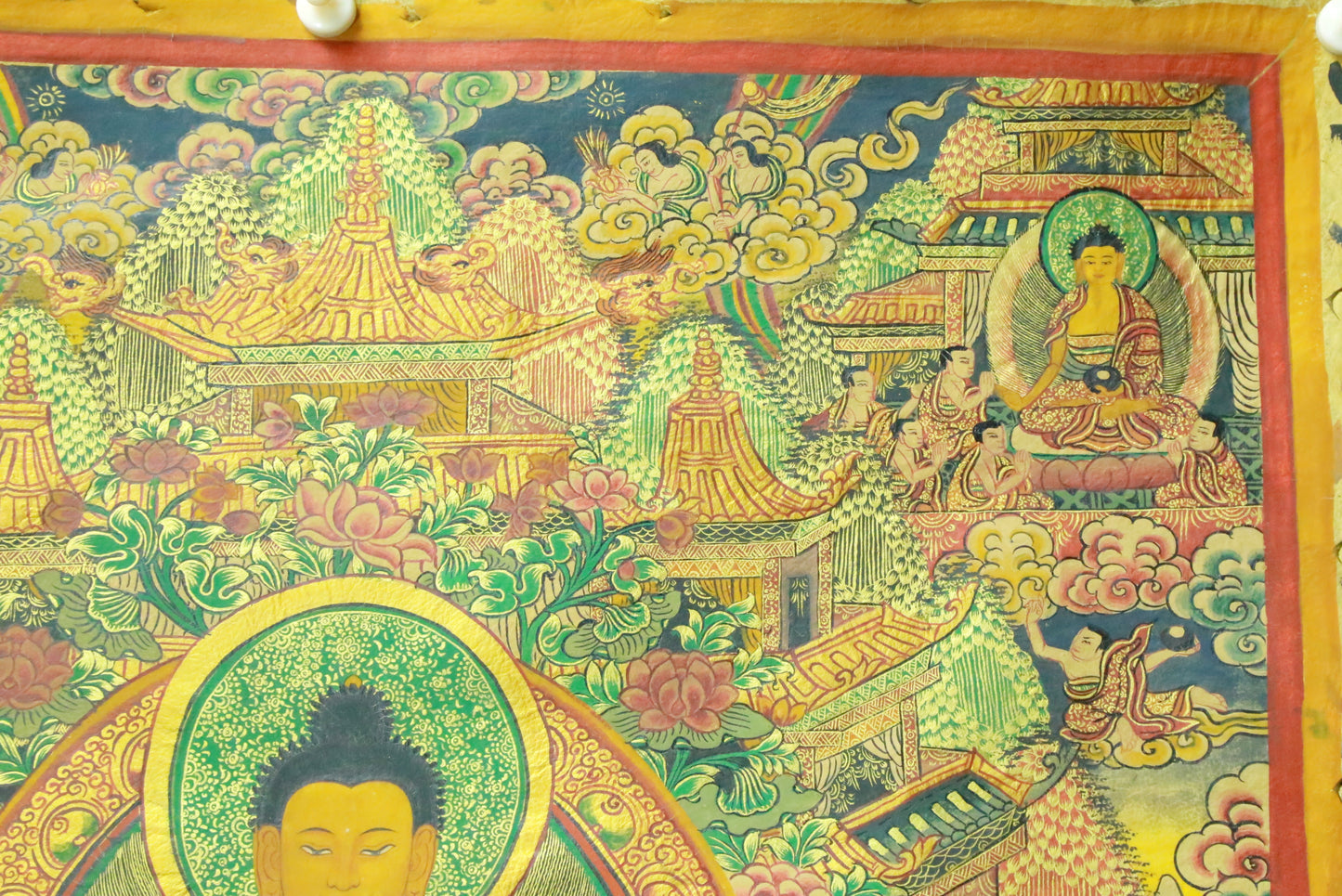 An Exquiste Painted Gold Gautama Buddha Thangka