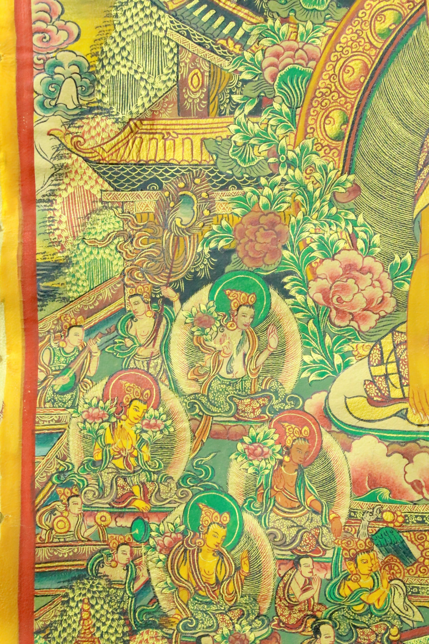 An Exquiste Painted Gold Gautama Buddha Thangka