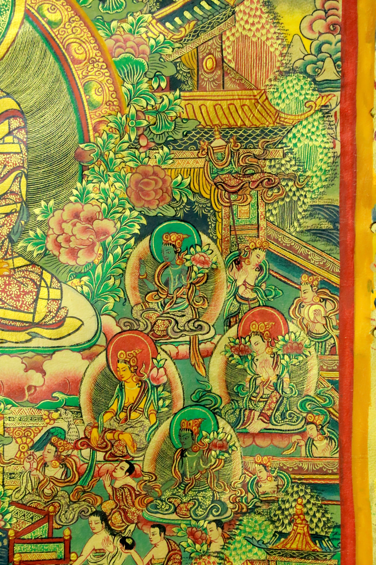 An Exquiste Painted Gold Gautama Buddha Thangka