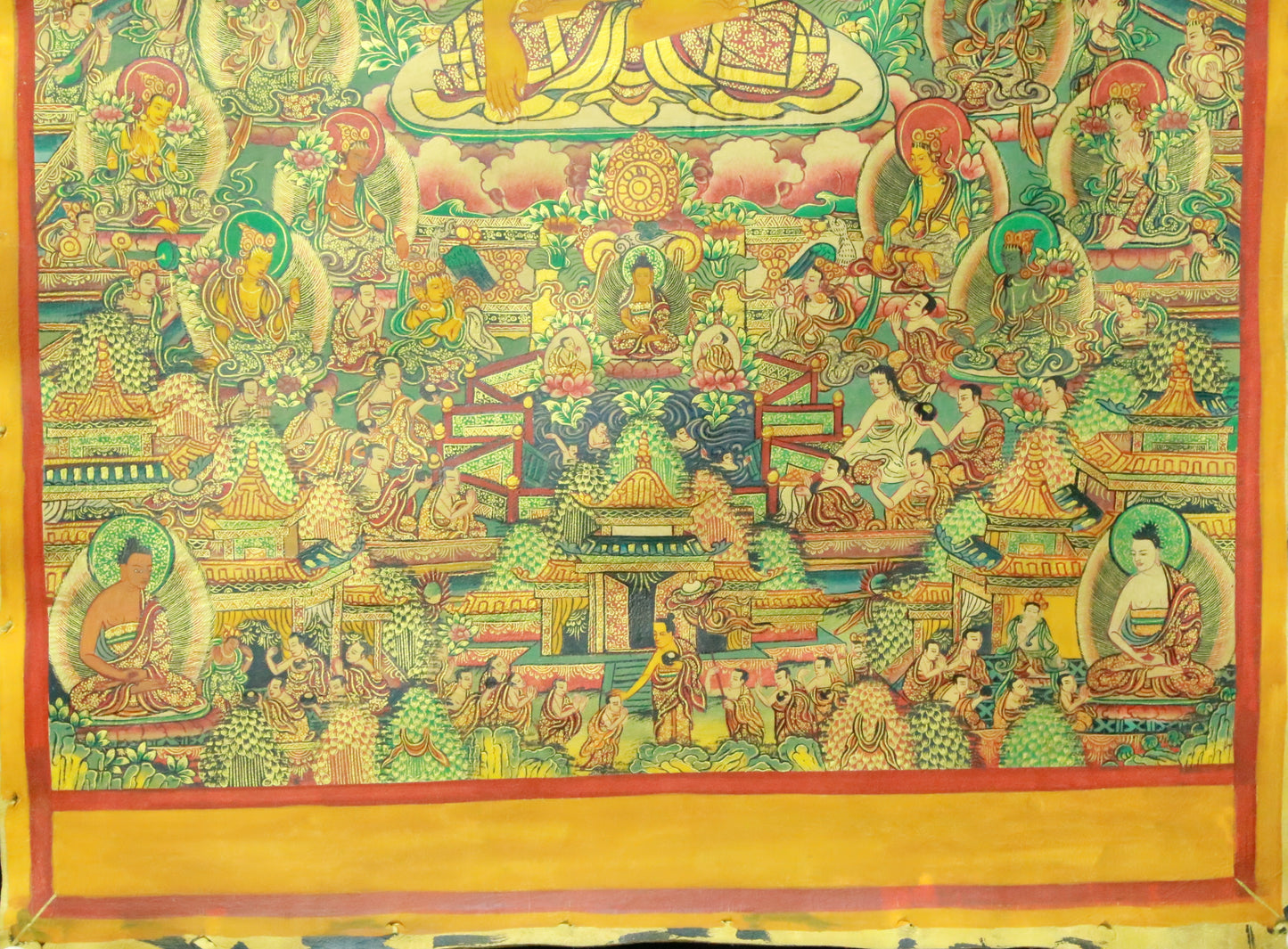 An Exquiste Painted Gold Gautama Buddha Thangka