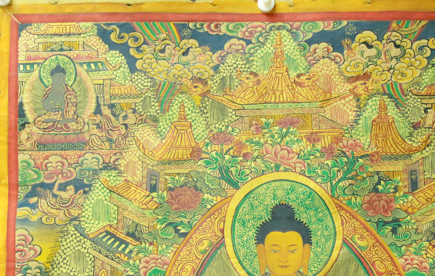 An Exquiste Painted Gold Gautama Buddha Thangka