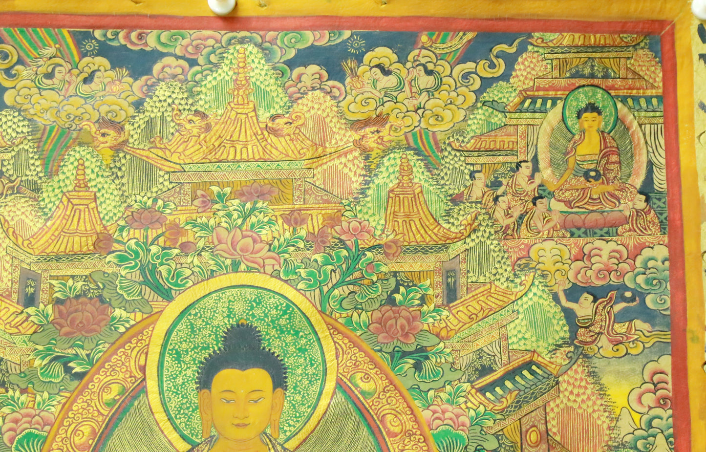 An Exquiste Painted Gold Gautama Buddha Thangka