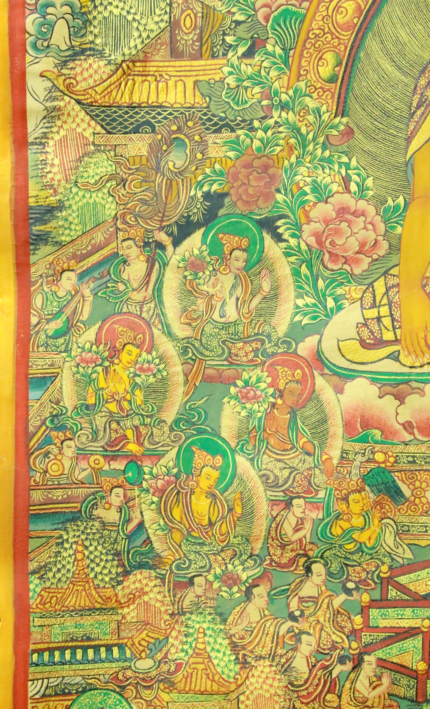 An Exquiste Painted Gold Gautama Buddha Thangka