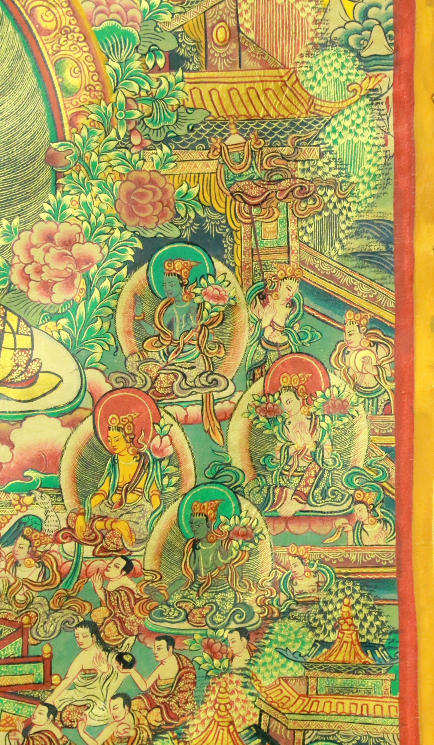 An Exquiste Painted Gold Gautama Buddha Thangka