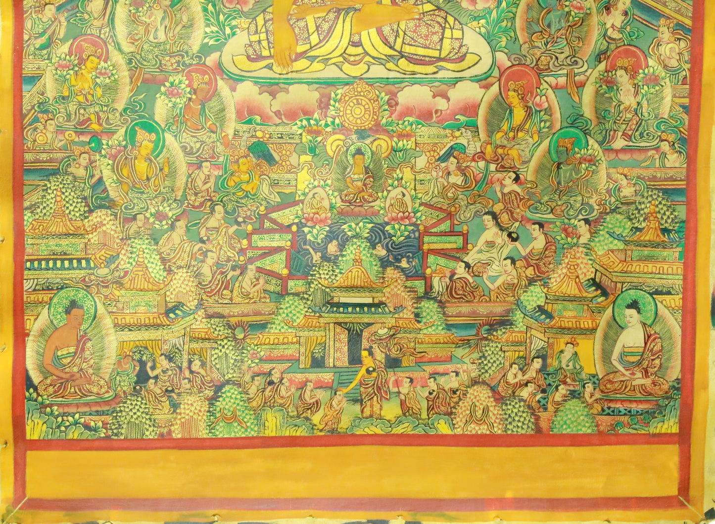 An Exquiste Painted Gold Gautama Buddha Thangka