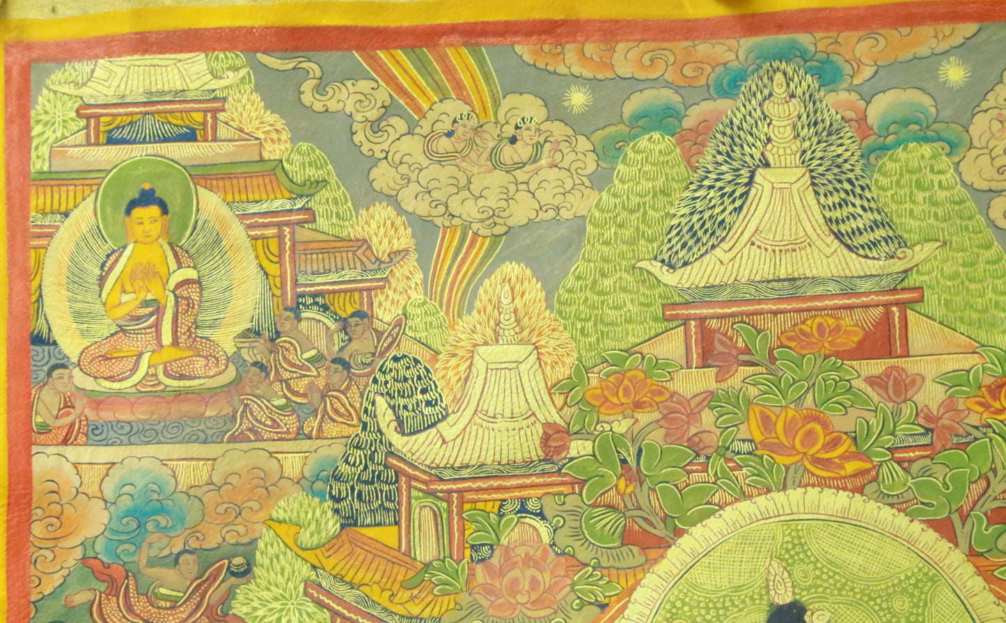 An Exquiste Painted Gold Mammon Cowhide Thangka