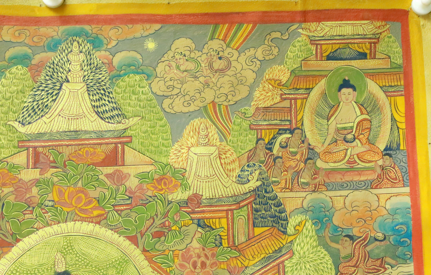 An Exquiste Painted Gold Mammon Cowhide Thangka