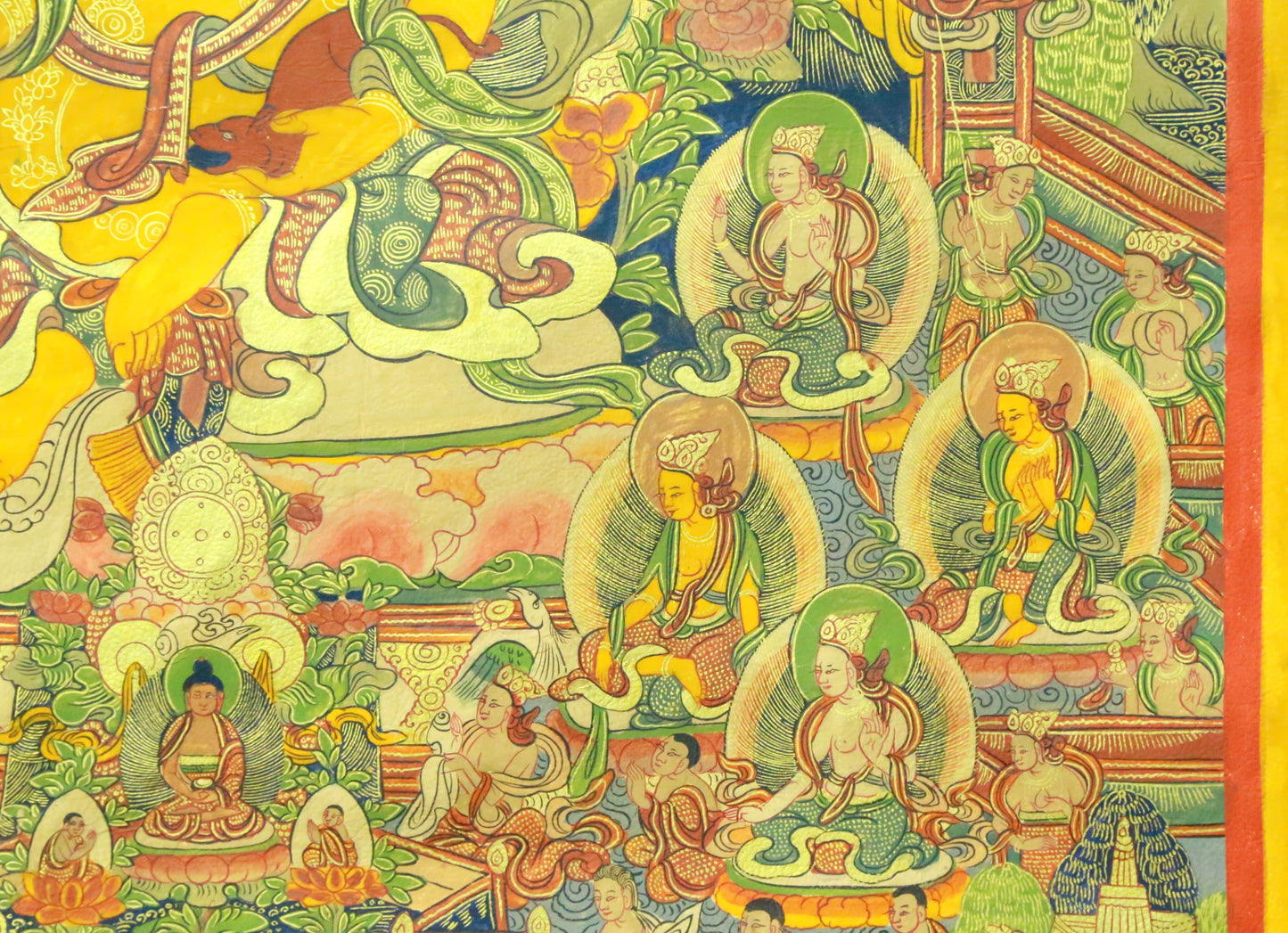 An Exquiste Painted Gold Mammon Cowhide Thangka