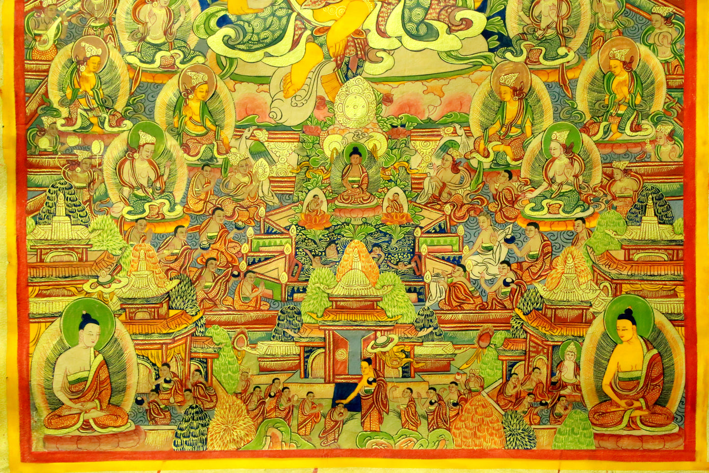 An Exquiste Painted Gold Mammon Cowhide Thangka