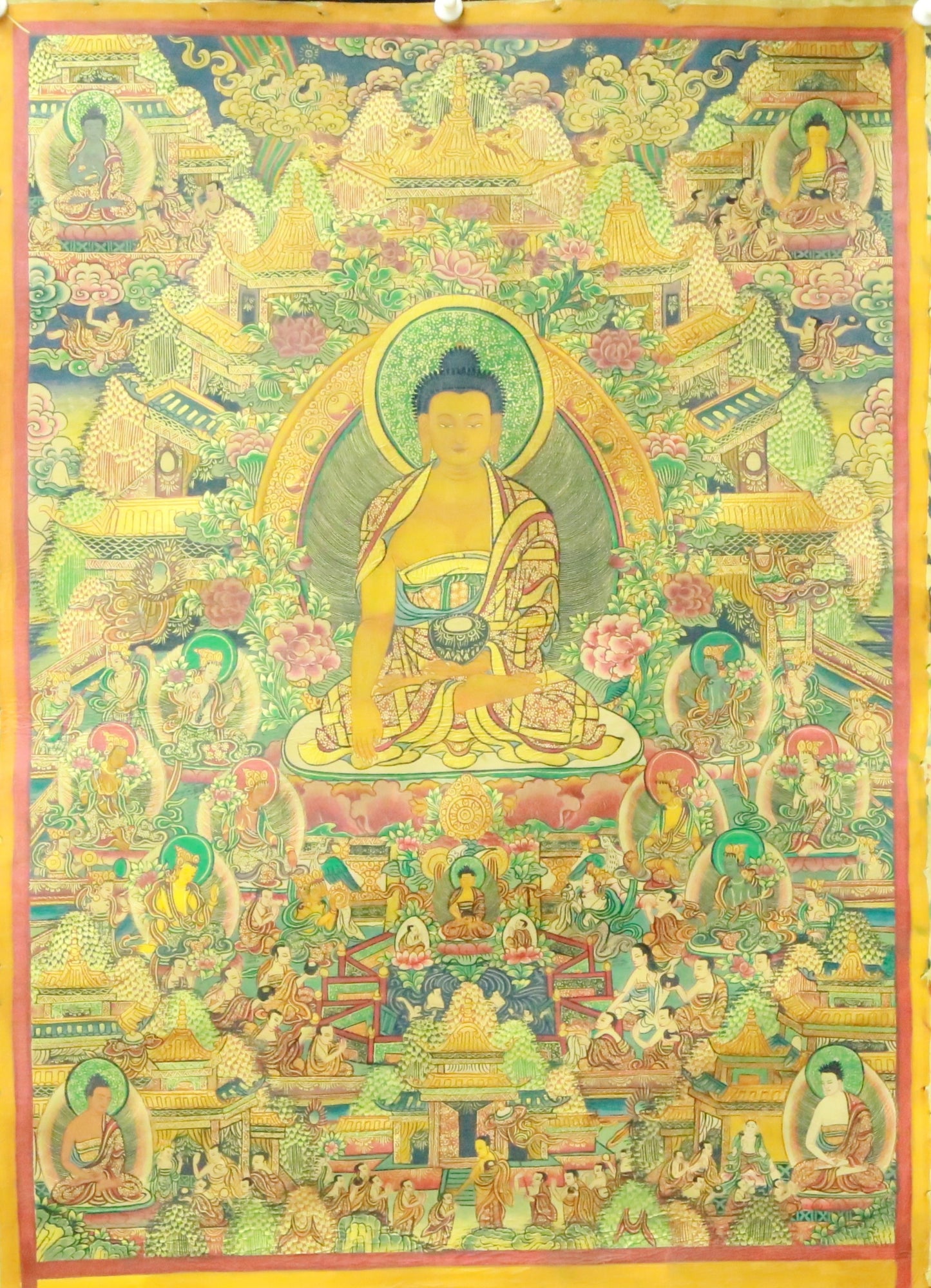 An Exquiste Painted Gold Gautama Buddha Thangka