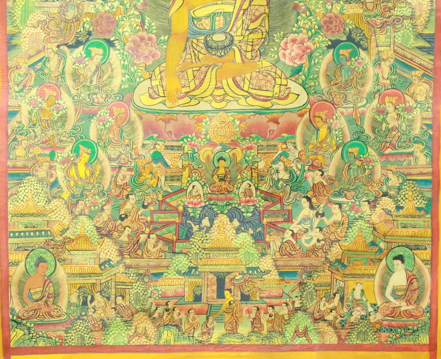 An Exquiste Painted Gold Gautama Buddha Thangka